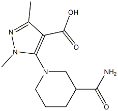 5-(3-carbamoylpiperidin-1-yl)-1,3-dimethyl-1H-pyrazole-4-carboxylic acid 结构式