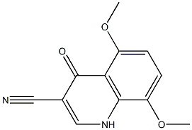 5,8-dimethoxy-4-oxo-1,4-dihydroquinoline-3-carbonitrile 结构式