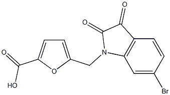 5-[(6-bromo-2,3-dioxo-2,3-dihydro-1H-indol-1-yl)methyl]furan-2-carboxylic acid 结构式