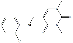 5-{[(2-chlorophenyl)amino]methyl}-1,3-dimethyl-1,2,3,4-tetrahydropyrimidine-2,4-dione 结构式