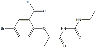 5-bromo-2-({1-[(ethylcarbamoyl)amino]-1-oxopropan-2-yl}oxy)benzoic acid 结构式