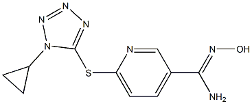 6-[(1-cyclopropyl-1H-1,2,3,4-tetrazol-5-yl)sulfanyl]-N'-hydroxypyridine-3-carboximidamide 结构式