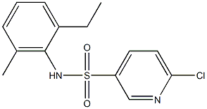 6-chloro-N-(2-ethyl-6-methylphenyl)pyridine-3-sulfonamide 结构式