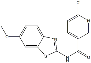 6-chloro-N-(6-methoxy-1,3-benzothiazol-2-yl)pyridine-3-carboxamide 结构式