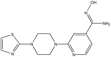 N'-hydroxy-2-[4-(1,3-thiazol-2-yl)piperazin-1-yl]pyridine-4-carboximidamide 结构式