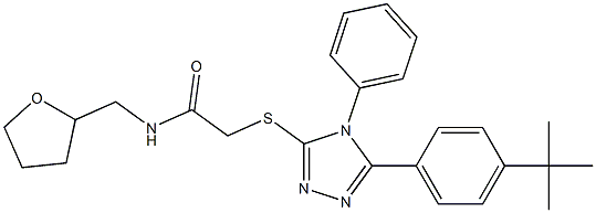 2-{[5-(4-tert-butylphenyl)-4-phenyl-4H-1,2,4-triazol-3-yl]sulfanyl}-N-(tetrahydro-2-furanylmethyl)acetamide 结构式