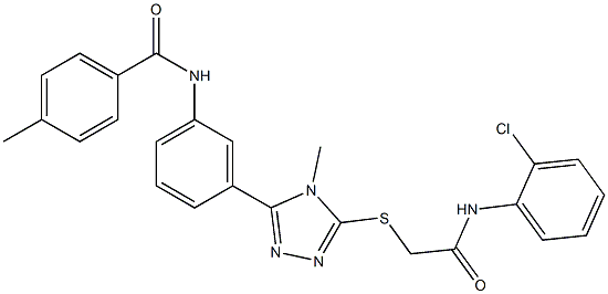 N-[3-(5-{[2-(2-chloroanilino)-2-oxoethyl]sulfanyl}-4-methyl-4H-1,2,4-triazol-3-yl)phenyl]-4-methylbenzamide 结构式