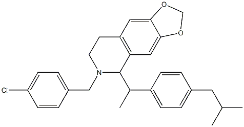 6-(4-chlorobenzyl)-5-[1-(4-isobutylphenyl)ethyl]-5,6,7,8-tetrahydro[1,3]dioxolo[4,5-g]isoquinoline 结构式