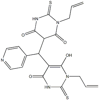 1-allyl-5-[(1-allyl-6-hydroxy-4-oxo-2-thioxo-1,2,3,4-tetrahydropyrimidin-5-yl)(pyridin-4-yl)methyl]-2-thioxodihydropyrimidine-4,6(1H,5H)-dione 结构式