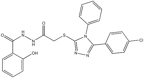 N'-({[5-(4-chlorophenyl)-4-phenyl-4H-1,2,4-triazol-3-yl]sulfanyl}acetyl)-2-hydroxybenzohydrazide 结构式