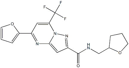 5-(2-furyl)-N-(tetrahydro-2-furanylmethyl)-7-(trifluoromethyl)pyrazolo[1,5-a]pyrimidine-2-carboxamide 结构式
