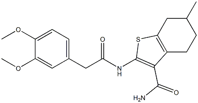 2-{[(3,4-dimethoxyphenyl)acetyl]amino}-6-methyl-4,5,6,7-tetrahydro-1-benzothiophene-3-carboxamide 结构式