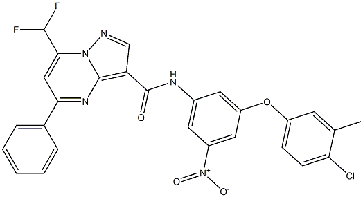 N-{3-(4-chloro-3-methylphenoxy)-5-nitrophenyl}-7-(difluoromethyl)-5-phenylpyrazolo[1,5-a]pyrimidine-3-carboxamide 结构式