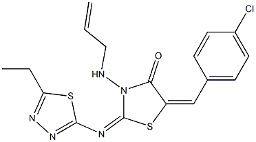 3-(allylamino)-5-(4-chlorobenzylidene)-2-[(5-ethyl-1,3,4-thiadiazol-2-yl)imino]-1,3-thiazolidin-4-one 结构式