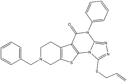 1-(allylsulfanyl)-8-benzyl-4-phenyl-6,7,8,9-tetrahydropyrido[4',3':4,5]thieno[3,2-e][1,2,4]triazolo[4,3-a]pyrimidin-5(4H)-one 结构式