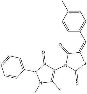 3-(1,5-dimethyl-3-oxo-2-phenyl-2,3-dihydro-1H-pyrazol-4-yl)-5-(4-methylbenzylidene)-2-thioxo-1,3-thiazolidin-4-one 结构式