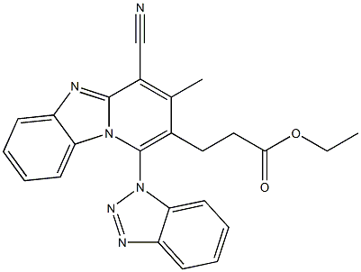 ethyl 3-[1-(1H-1,2,3-benzotriazol-1-yl)-4-cyano-3-methylpyrido[1,2-a]benzimidazol-2-yl]propanoate 结构式