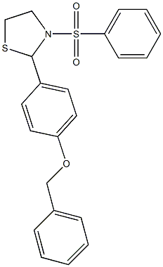 2-[4-(benzyloxy)phenyl]-3-(phenylsulfonyl)-1,3-thiazolidine 结构式