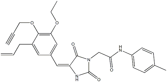 2-{4-[3-allyl-5-ethoxy-4-(2-propynyloxy)benzylidene]-2,5-dioxo-1-imidazolidinyl}-N-(4-methylphenyl)acetamide 结构式