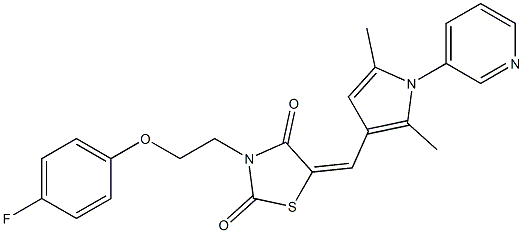 5-{[2,5-dimethyl-1-(3-pyridinyl)-1H-pyrrol-3-yl]methylene}-3-[2-(4-fluorophenoxy)ethyl]-1,3-thiazolidine-2,4-dione 结构式