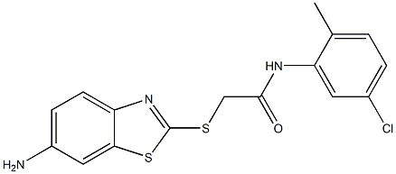 2-[(6-amino-1,3-benzothiazol-2-yl)sulfanyl]-N-(5-chloro-2-methylphenyl)acetamide 结构式