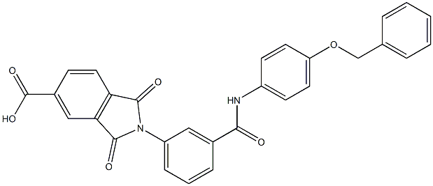 1,3-dioxo-2-{3-[({4-[(phenylmethyl)oxy]phenyl}amino)carbonyl]phenyl}-2,3-dihydro-1H-isoindole-5-carboxylic acid 结构式