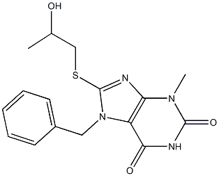 7-benzyl-8-[(2-hydroxypropyl)sulfanyl]-3-methyl-3,7-dihydro-1H-purine-2,6-dione 结构式