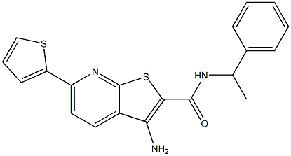 3-amino-N-(1-phenylethyl)-6-thien-2-ylthieno[2,3-b]pyridine-2-carboxamide 结构式