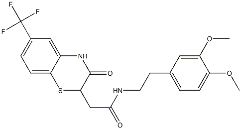 N-[2-(3,4-dimethoxyphenyl)ethyl]-2-[3-oxo-6-(trifluoromethyl)-3,4-dihydro-2H-1,4-benzothiazin-2-yl]acetamide 结构式