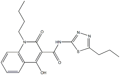 1-butyl-4-hydroxy-2-oxo-N-(5-propyl-1,3,4-thiadiazol-2-yl)-1,2-dihydroquinoline-3-carboxamide 结构式