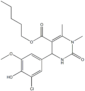 pentyl 4-(3-chloro-4-hydroxy-5-methoxyphenyl)-1,6-dimethyl-2-oxo-1,2,3,4-tetrahydro-5-pyrimidinecarboxylate 结构式