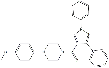 4-{4-[(1,3-diphenyl-1H-pyrazol-4-yl)carbonyl]-1-piperazinyl}phenyl methyl ether 结构式