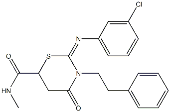 2-[(3-chlorophenyl)imino]-N-methyl-4-oxo-3-(2-phenylethyl)-1,3-thiazinane-6-carboxamide 结构式