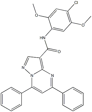 N-(4-chloro-2,5-dimethoxyphenyl)-5,7-diphenylpyrazolo[1,5-a]pyrimidine-3-carboxamide 结构式