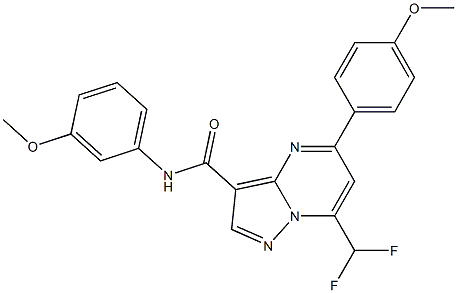 7-(difluoromethyl)-N-(3-methoxyphenyl)-5-(4-methoxyphenyl)pyrazolo[1,5-a]pyrimidine-3-carboxamide 结构式