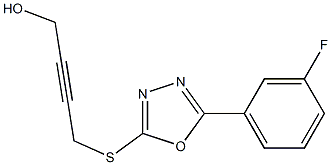 4-{[5-(3-fluorophenyl)-1,3,4-oxadiazol-2-yl]sulfanyl}-2-butyn-1-ol 结构式