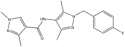 N-[1-(4-fluorobenzyl)-3,5-dimethyl-1H-pyrazol-4-yl]-1,3-dimethyl-1H-pyrazole-4-carboxamide 结构式