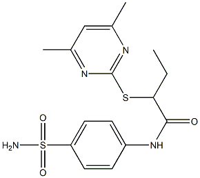 N-[4-(aminosulfonyl)phenyl]-2-[(4,6-dimethyl-2-pyrimidinyl)sulfanyl]butanamide 结构式