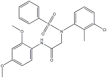 2-[3-chloro-2-methyl(phenylsulfonyl)anilino]-N-(2,4-dimethoxyphenyl)acetamide 结构式