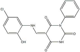 5-[(5-chloro-2-hydroxyanilino)methylene]-1-phenyl-2,4,6(1H,3H,5H)-pyrimidinetrione 结构式