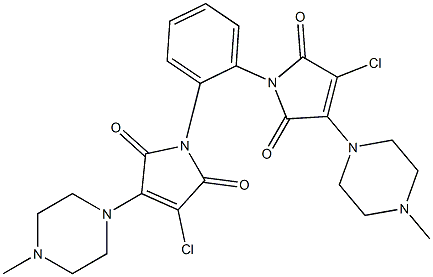 3-chloro-1-{2-[3-chloro-4-(4-methyl-1-piperazinyl)-2,5-dioxo-2,5-dihydro-1H-pyrrol-1-yl]phenyl}-4-(4-methyl-1-piperazinyl)-1H-pyrrole-2,5-dione 结构式
