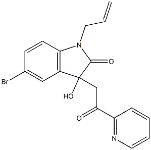 1-allyl-5-bromo-3-hydroxy-3-[2-oxo-2-(2-pyridinyl)ethyl]-1,3-dihydro-2H-indol-2-one 结构式