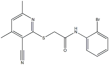 N-(2-bromophenyl)-2-[(3-cyano-4,6-dimethyl-2-pyridinyl)sulfanyl]acetamide 结构式