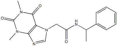 2-(1,3-dimethyl-2,6-dioxo-1,2,3,6-tetrahydro-7H-purin-7-yl)-N-(1-phenylethyl)acetamide 结构式