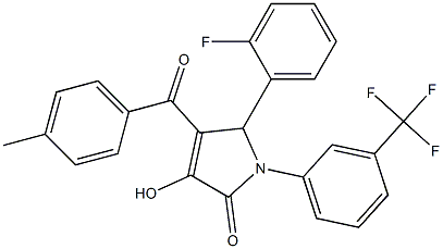 5-(2-fluorophenyl)-3-hydroxy-4-[(4-methylphenyl)carbonyl]-1-[3-(trifluoromethyl)phenyl]-1,5-dihydro-2H-pyrrol-2-one 结构式