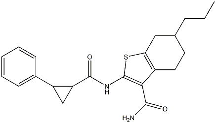 2-{[(2-phenylcyclopropyl)carbonyl]amino}-6-propyl-4,5,6,7-tetrahydro-1-benzothiophene-3-carboxamide 结构式