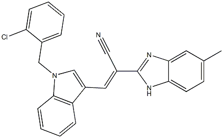 3-[1-(2-chlorobenzyl)-1H-indol-3-yl]-2-(5-methyl-1H-benzimidazol-2-yl)acrylonitrile 结构式