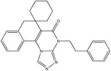 4-(2-phenylethyl)-6,7-dihydrospiro(benzo[h][1,2,4]triazolo[4,3-a]quinazoline-6,1'-cyclohexane)-5(4H)-one 结构式