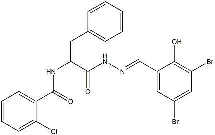 2-chloro-N-(1-{[2-(3,5-dibromo-2-hydroxybenzylidene)hydrazino]carbonyl}-2-phenylvinyl)benzamide 结构式