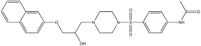 N-[4-({4-[2-hydroxy-3-(2-naphthyloxy)propyl]-1-piperazinyl}sulfonyl)phenyl]acetamide 结构式